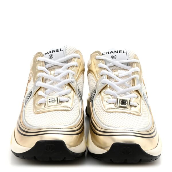 Baskets - Tissu & laminé, blanc & argenté - Chanel