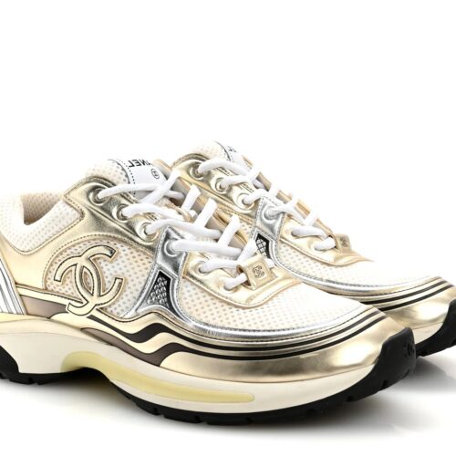 imgi_145_f3e691fd94a26a1dda369ec755bd1175 Baskets - Tissu & laminé, blanc & argenté - Chanel