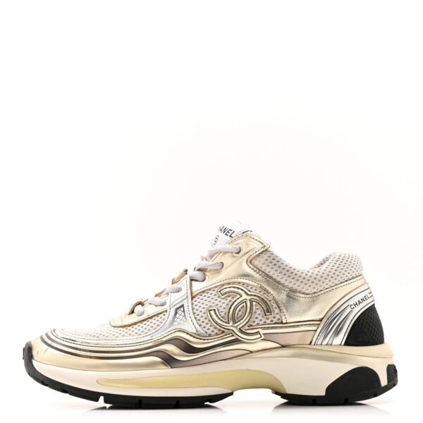 Baskets - Tissu & laminé, blanc & argenté - Chanel